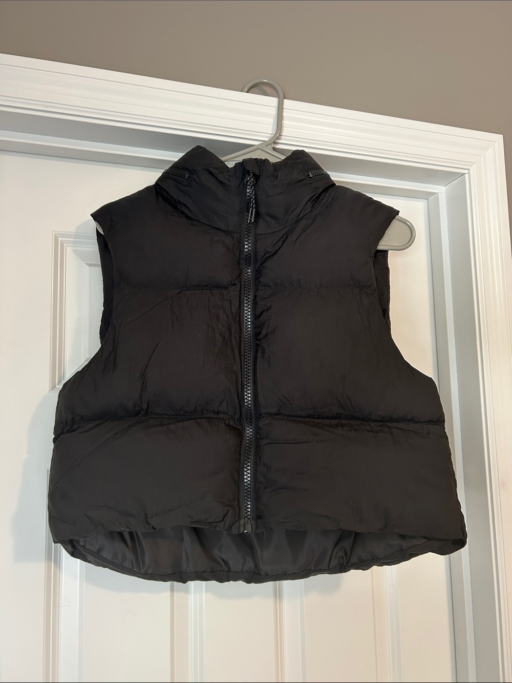 Black Puffer Vest with Hood - Women